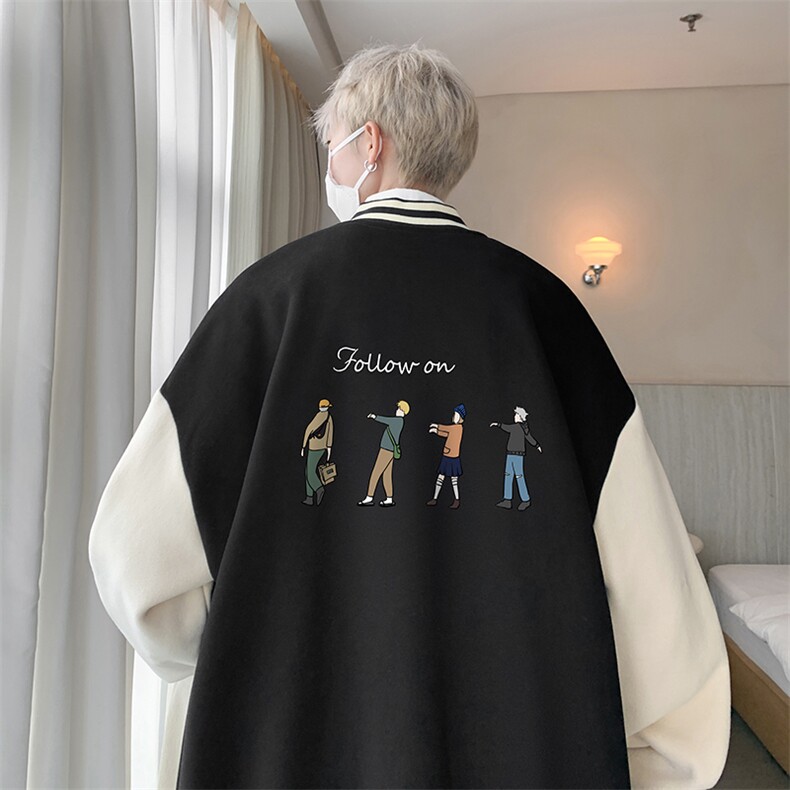 摇粒绒棒球服男大码开衫卫衣男夹克BF86043-P65,男装夹克,电商A040