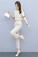 S2023夏装新款大码女装两件套夏季时尚上衣裤子套装6613，女装套装/套裙，韩美纤衣