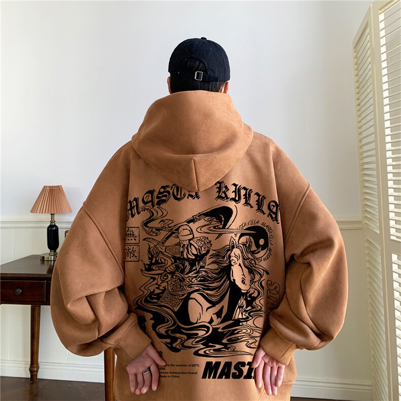 麂皮绒连帽卫衣直播品质重磅400克武圣印花JL7039-P45控78,男装卫衣,星座508（原C305）