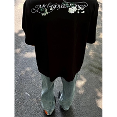 网图有货夏季大M玫瑰花卉刺绣短袖T恤男女情侣纯棉上衣A572-P35，男装T恤，星座1505