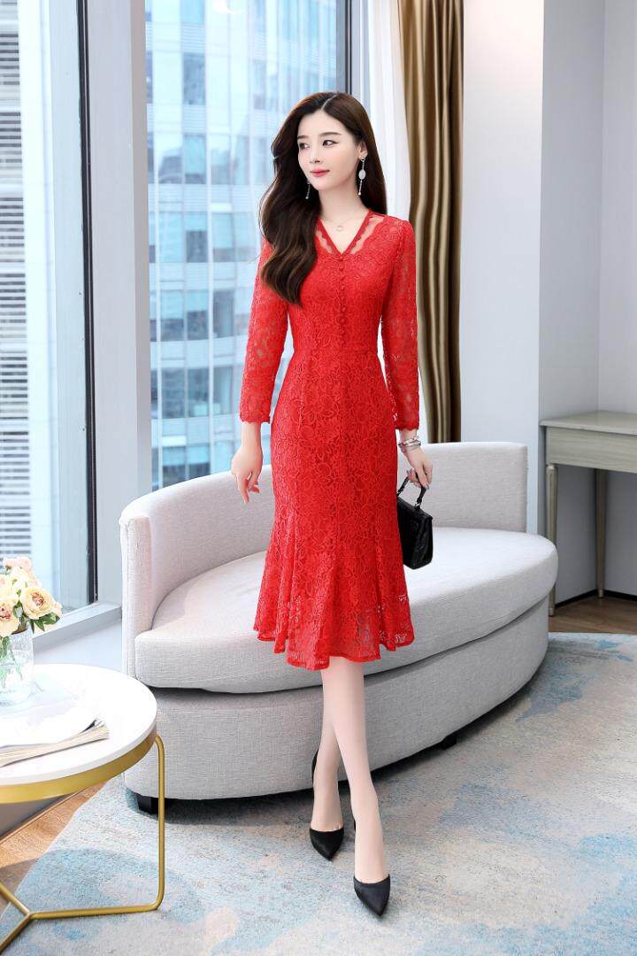 现货，秋季蕾丝裙礼服连衣裙，女装婚纱/旗袍/礼服，金典明美