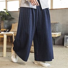 秋季宽松舒适立体剪裁长款立体格子纹透气亚麻裤男款麻裤D265P75，男装休闲裤，星座312B-2