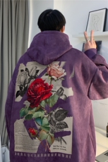 2026春季新款宽松玫瑰印花麂皮绒宽松连帽卫衣JK23389特批43-控69，男装卫衣，星座605(原A050)