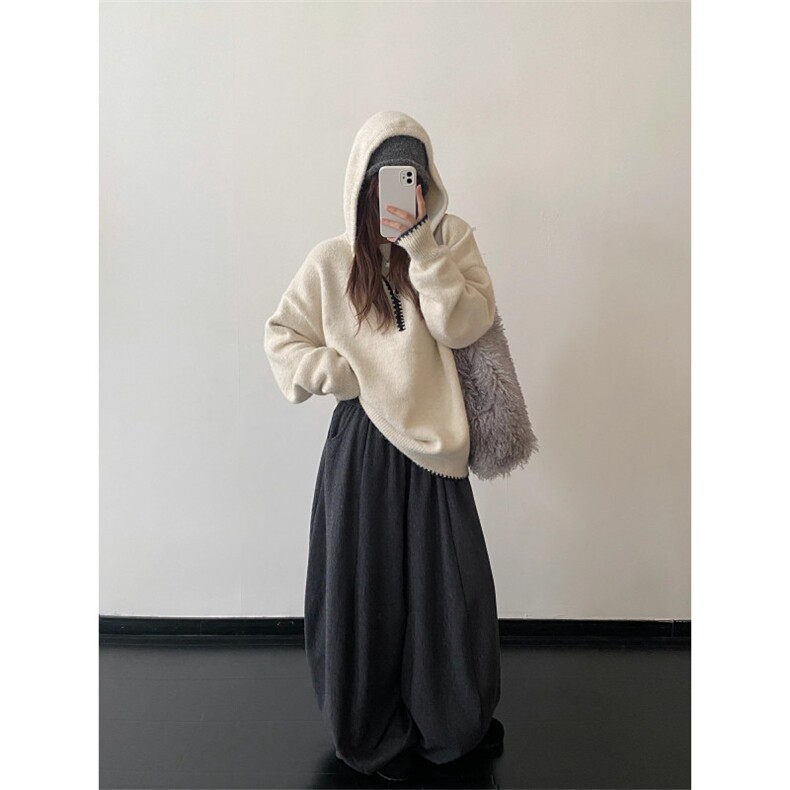 连帽毛衣女秋冬季穿搭慵懒高级感长袖上衣针织衫MY09588-P65,男装针织衫/毛衣,星座308B-2