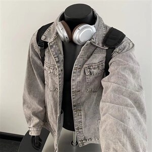 2026美式水洗做旧牛仔夹克ins潮牌复古设计感小情侣外套W017-P55图片