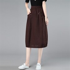 2021夏季新款时尚休闲舒适遮肉显瘦松紧腰半身裙，女装半身裙，简韵佳