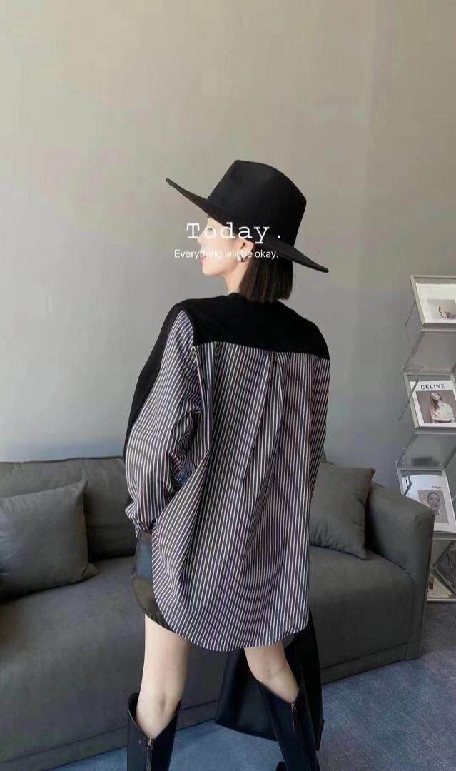 冰丝拼接衬衫，女装衬衫，依多坊