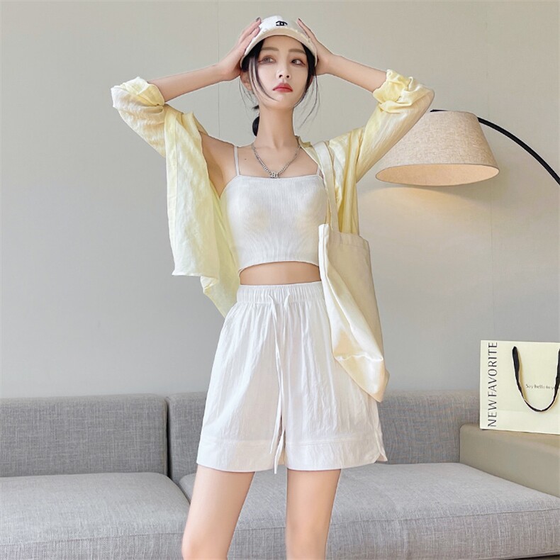 仿棉开叉短裤女2025夏款宽松凉快短裤抽绳阔腿裤K125-P45,男装牛仔裤,星座911-2(原星座613-2）
