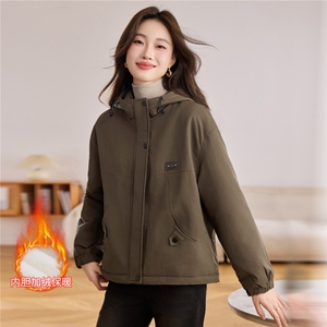 现货！现货！2025冬季新款加绒加厚连帽棉衣棉服女图片