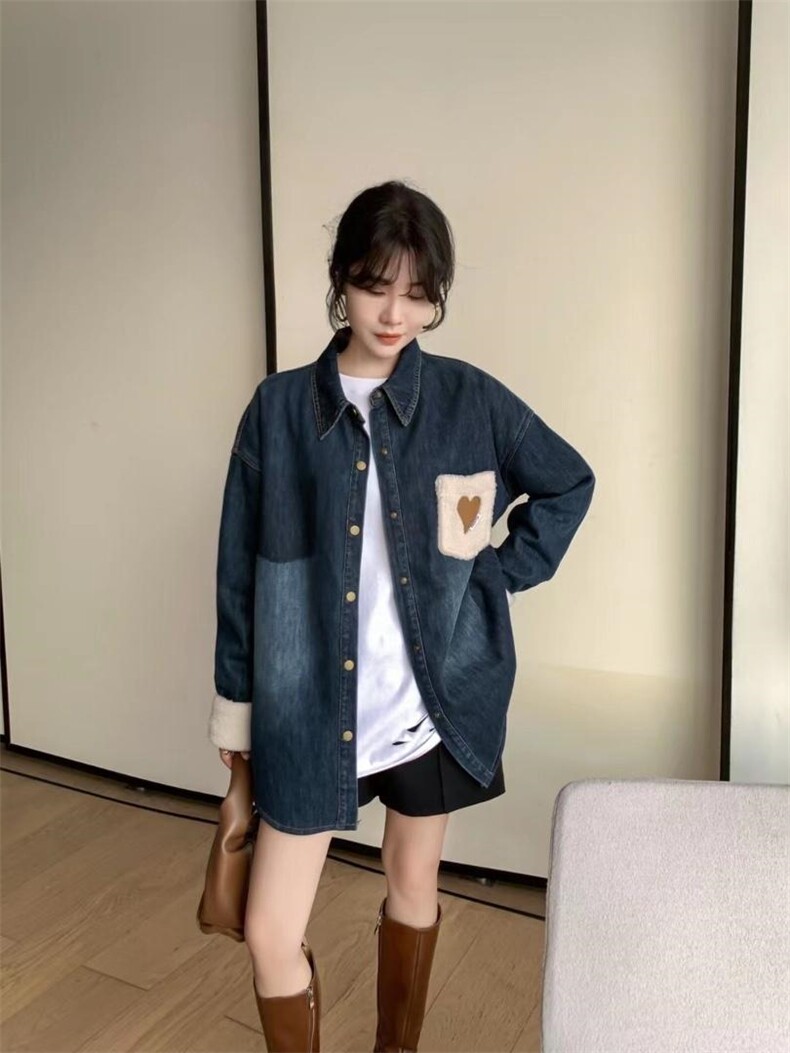 爱美欧现货加绒牛仔衬衣，其它，爱美欧