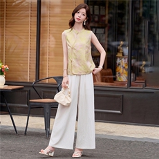2026年夏季新中式马甲裤子套装女，女装套装/套裙，依路服饰
