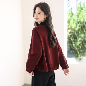 卫衣外套女2025新款秋季薄款圆领短款拉链开衫小香风中年妈妈秋装图片