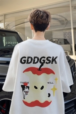 图案已注册夏季重磅高街帅气短袖T恤男潮宽松半袖体恤衫D185/P25，男装T恤，电商B316