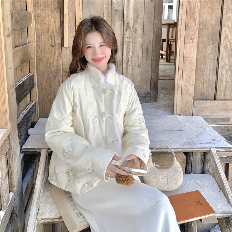 【大货】数据好新中式重工钉珠白鸭绒外套2C327-9936P285控398,女装羽绒服,2C327