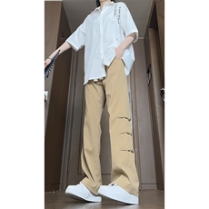 新中式风盘扣裤子夏季垂感长裤（衬衫C2319）KK176-特P30控58，男装衬衫，星座1213