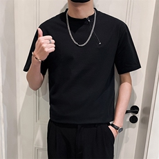 黑色2023精神小伙修身男士圆领潮款短袖T恤打底衫潮T100-P48控78，男装T恤，电商A108
