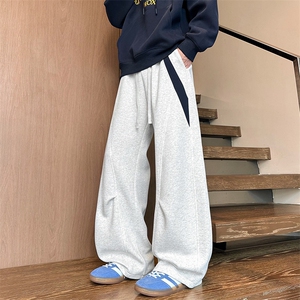 美式撞色拼接重磅卫裤男直筒宽松运动休闲裤K8677-特价P40图片