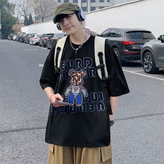 得物抖音40支双纱高品质潮牌印花半袖纯棉短袖T恤男女T7226-P40，男装T恤，电商A441-1