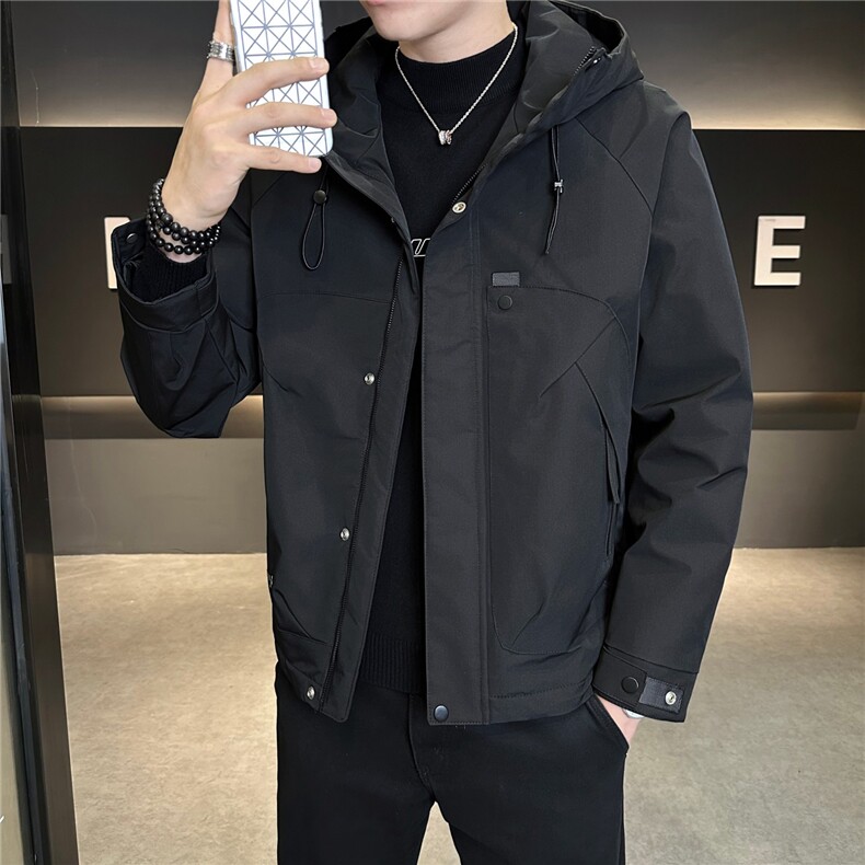 M21P1202025秋冬新款二棉加棉夹克连帽冲风衣男士外套棉服,男装风衣,星座414（原B263）
