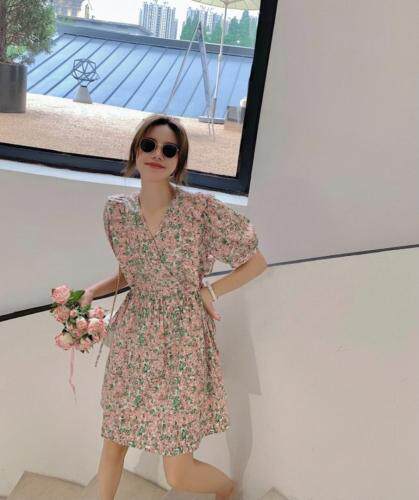 小碎花绑带连衣裙，女装连衣裙，晶晶