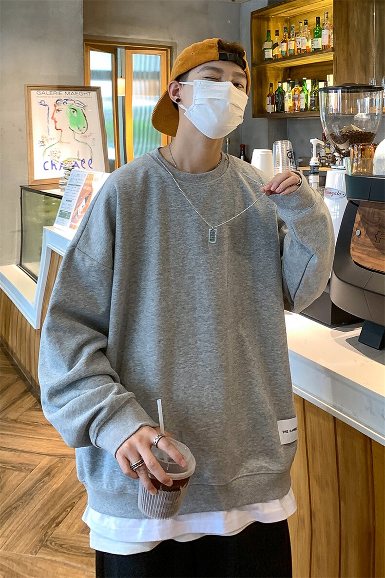 假两件卫衣男韩版潮流圆领秋冬季新款ins宽松帅外套A071-W09-P55,男装卫衣,电商A071