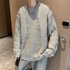 针织衫男士韩版潮流破洞高街帅2025秋冬ins宽松毛衣外套MZ515-P51，男装针织衫/毛衣，星座412-3