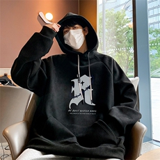 已注册港风抖音直播得物高品质宽松麂皮绒连帽卫衣W6001P48，男装卫衣，电商C408(原B339-1)