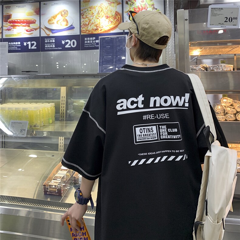 2025夏装新款中性异色车线印花宽松圆领短袖T恤T600/P2538，男装T恤，电商A148