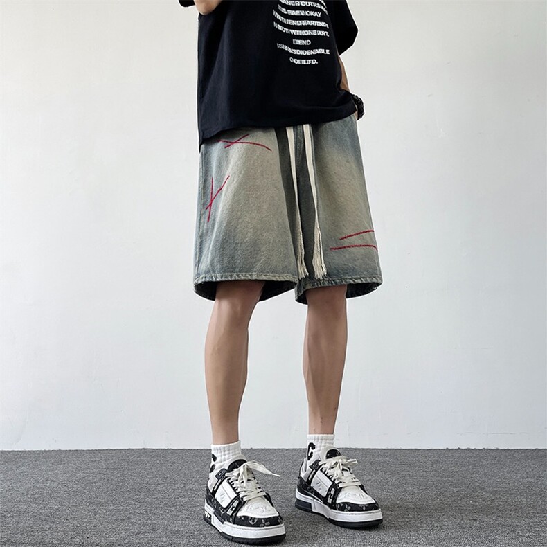 2024美式牛仔裤男款直筒短裤潮B115P38,男装牛仔裤,星座1116-2