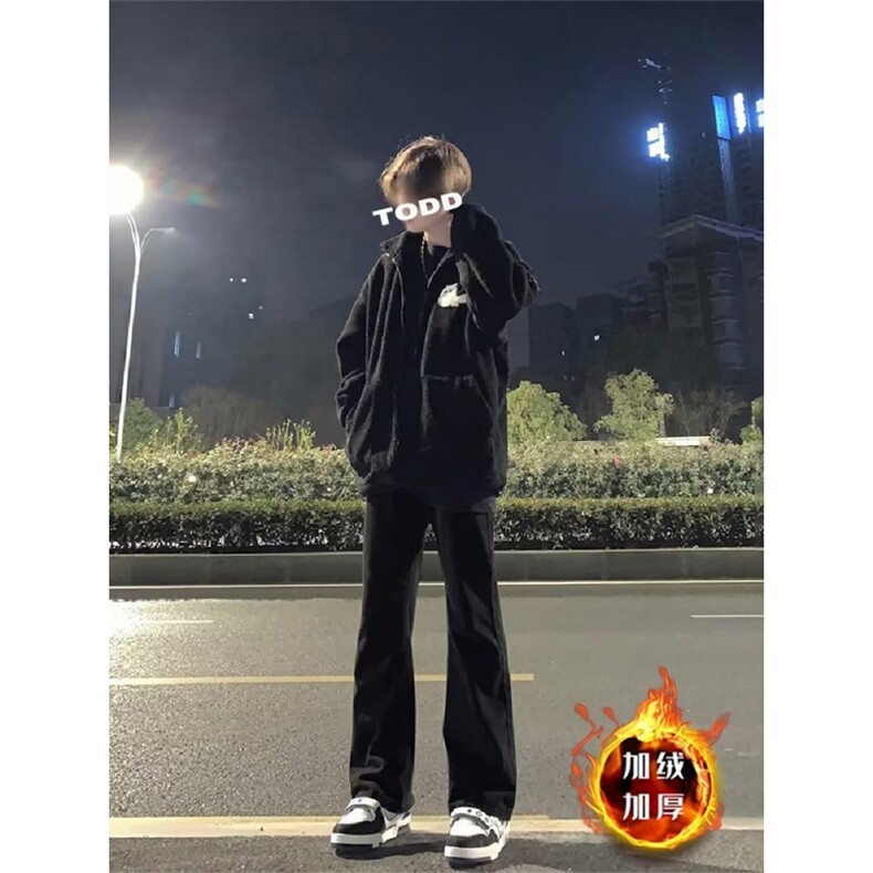 秋冬加绒美式直筒裤子潮牌高街百搭休闲长裤牛仔裤K6100-P42网图,男装牛仔裤,电商B245