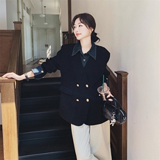 现货原创26春款牛仔灯芯绒拼接假两件西服2C293-Q813-P175-K258，女装西装，2C293