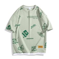 冰氧仿短袖日系白底夏季休闲百搭字母印花男上衣TC3156-P25控48，男装T恤，星座717