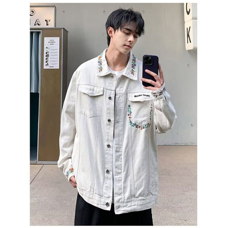 D218-P70潮牌春季新款潮高街刺绣花鸟翻领夹克外套男女INS男装,男装夹克,星座603-2
