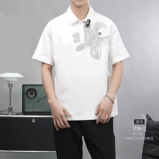 抖音--3非黑即白--时尚花卉POLO衫pl01-TP55，男装Polo衫，电商A089-1