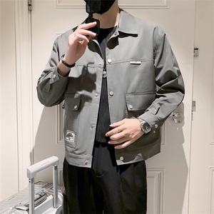 社会小伙韩版潮流时尚潮流翻领上衣修身工装夹克JK085-P95控135图片