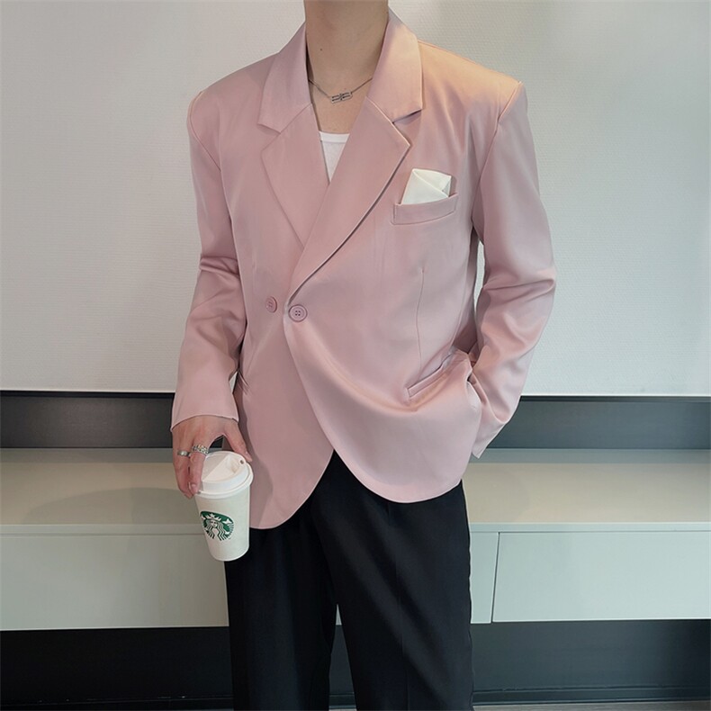 秋季网红高级感醋酸潮流轻奢西装男禁欲系英伦西服外套XZ071-P125图片