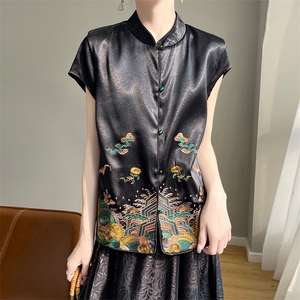 无袖背心坎肩马甲复古风汉服时尚气质百搭大码上衣图片