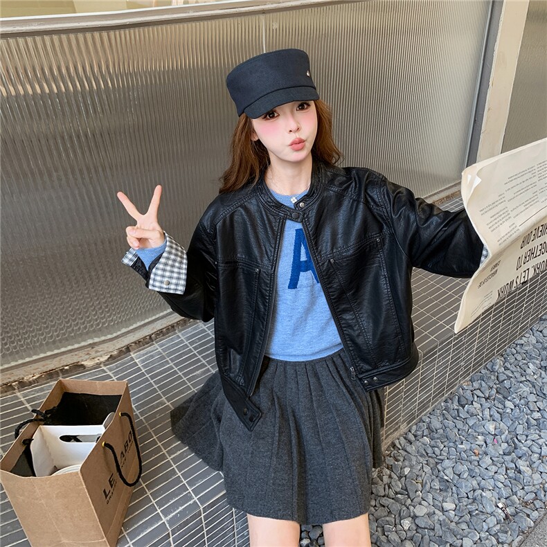 现货26春款短款皮衣夹克外套2C293-W306-P155-K238,女装短外套,2C293