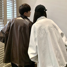 港风钢印夹克大码M-5XL皮衣鳄鱼纹情侣皮衣男外套JK8749P90控128，男装皮衣，星座227-7