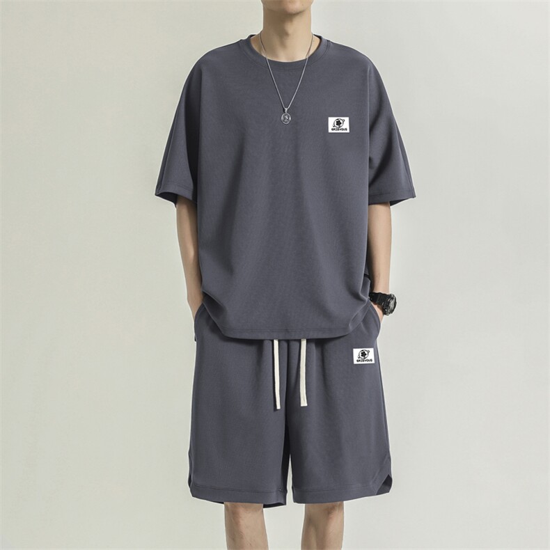 夏季透气冰丝短袖短裤潮牌两件套TZ16-特批70,男装牛仔裤,星座718