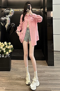 女款春季新款设计感纯色翻领百搭单排扣宽松时尚简约小个子衬衣潮图片
