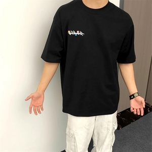 万针全刺绣工艺抖音得物高品质260克重磅纯棉双纱美式高街短袖T恤图片