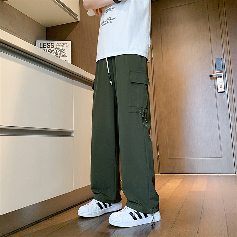 K9076/特P35冰丝工装裤子男士痞帅大码抽绳休闲长裤速干裤控68,男装工装外套,电商A141