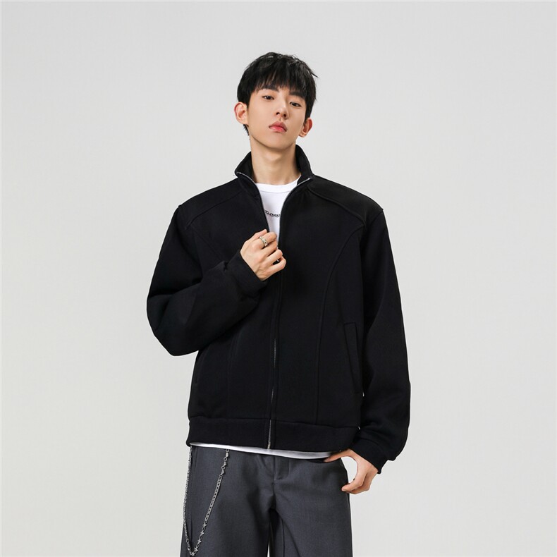 秋冬新款400克重磅立领拼接卫衣WY953-P55K控88,男装卫衣,电商A072