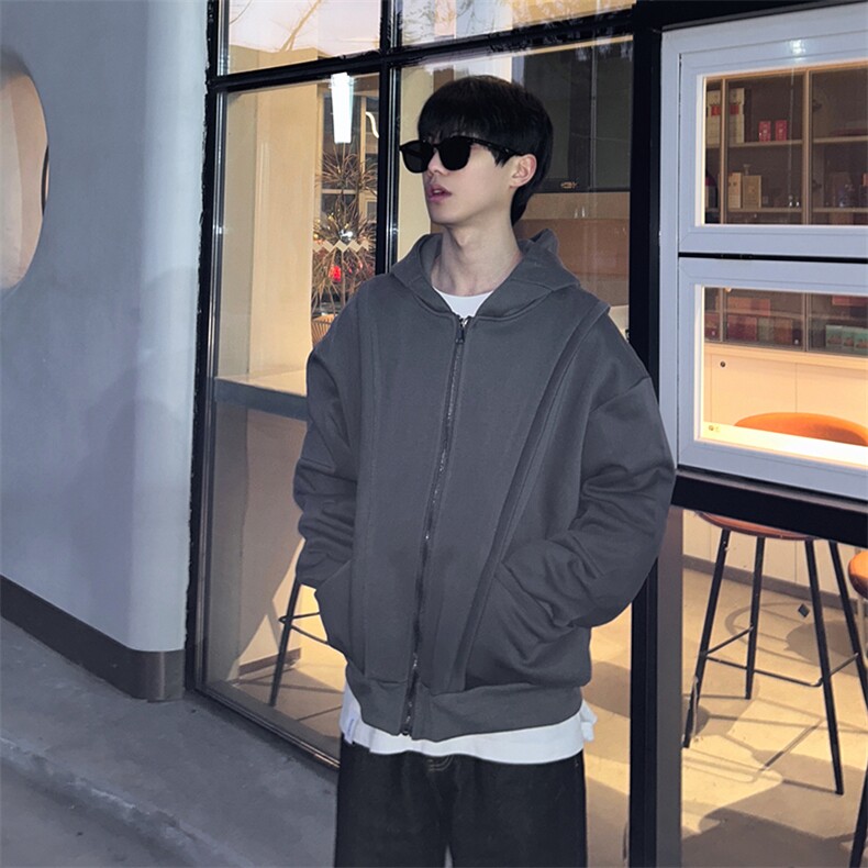抖音得物高品质二开 25秋冬美式重磅宽松结构设计连帽卫衣外套W78图片