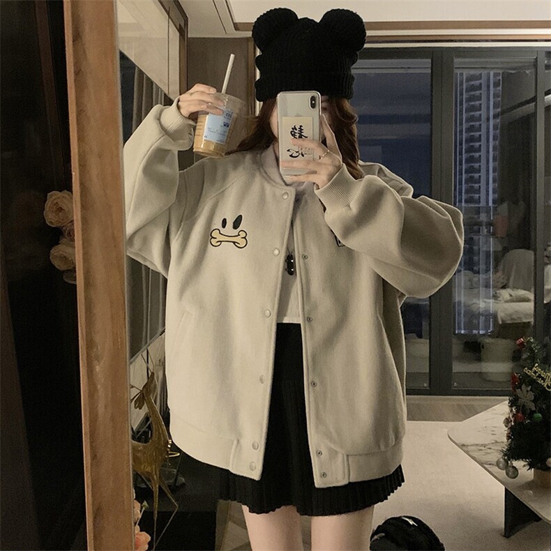 2026春季新款港风日系复古纽扣立领开衫棒球服外套女JK1408-P85,男装夹克,星座313A(原308A-2)