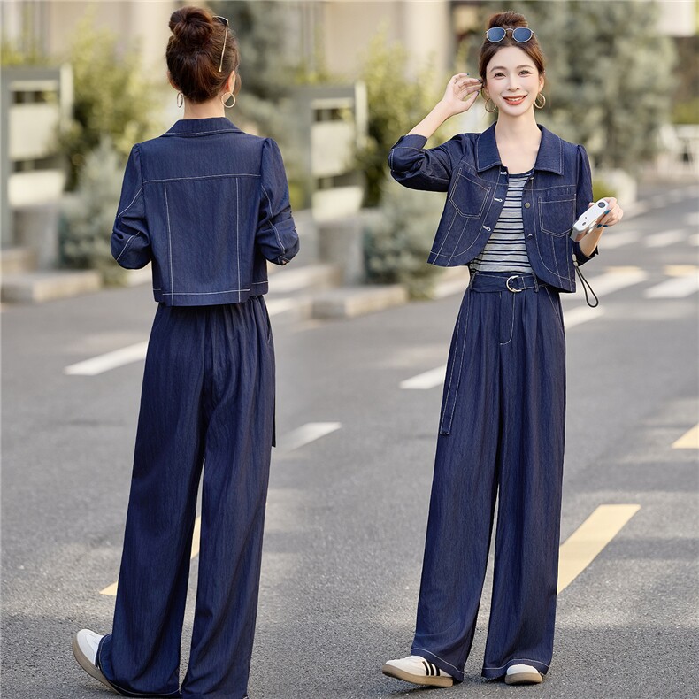 2025年秋季时尚牛仔三件套，女装套装/套裙，红依一坊