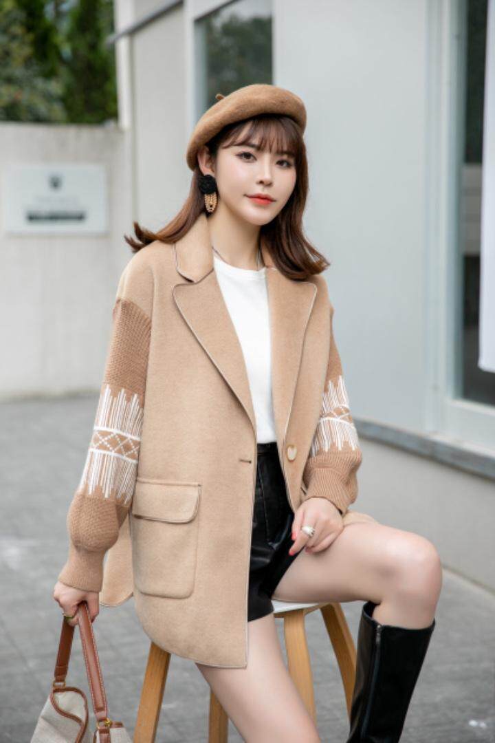 现货供应：双面羊绒拼接针织毛衫袖外套M一XL，其它，拉思维加丝