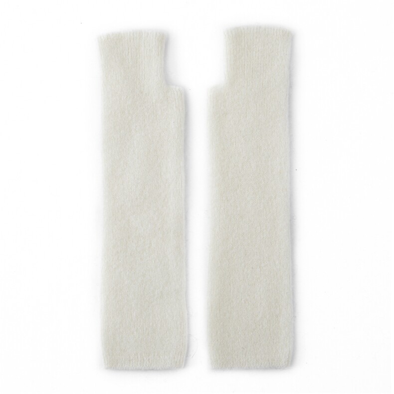 2025年新款百搭女士双股加厚长款保暖半指手套，手套，窄众羊绒