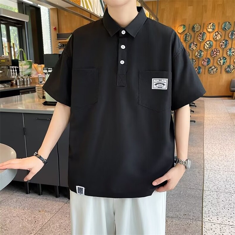 美式休闲短袖polo衫男夏季薄款潮牌工装衬衫T恤半袖上衣WB281-P32,男装T恤,星座412-2